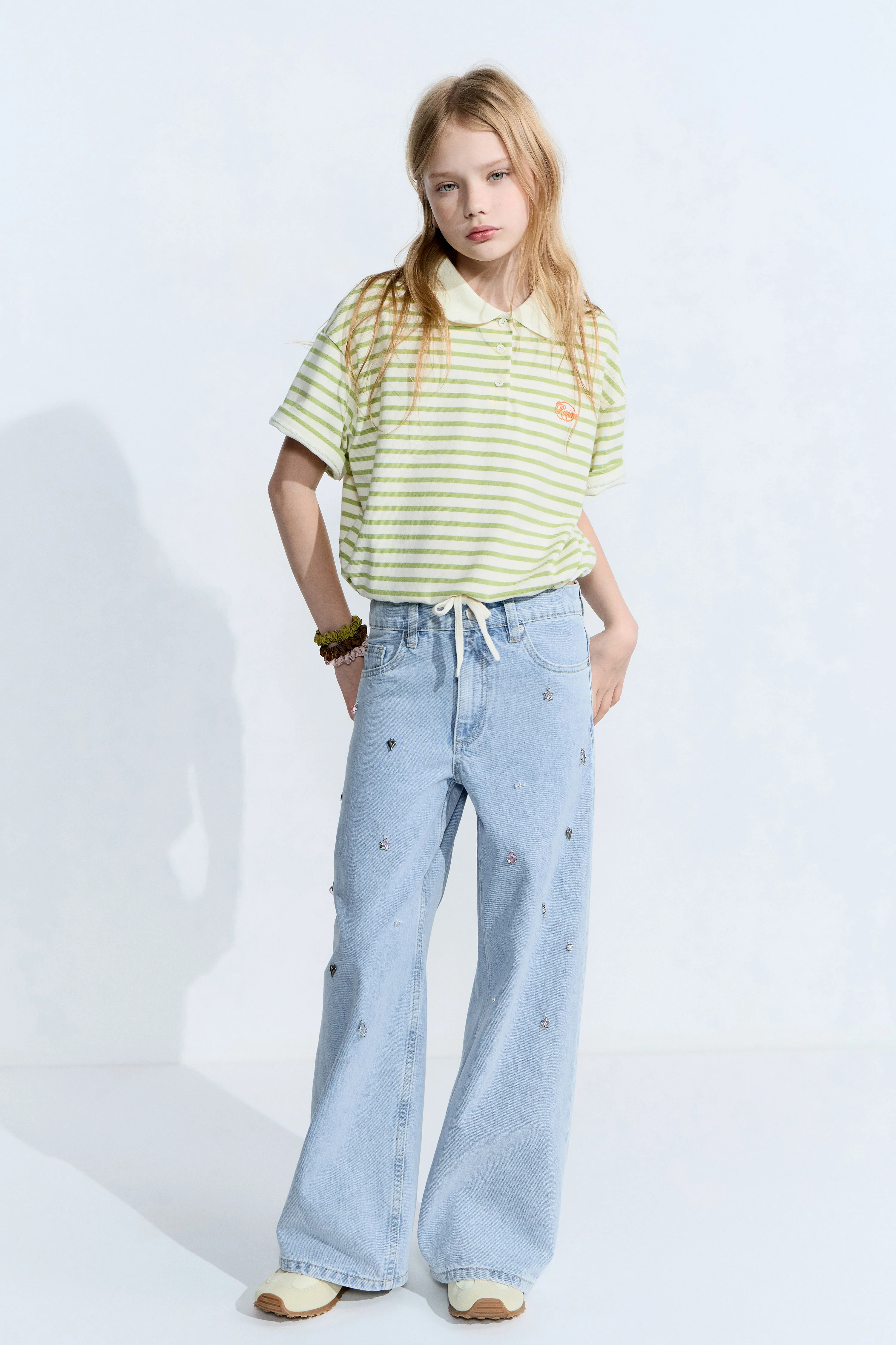EMBELLISHED WIDE LEG JEANS