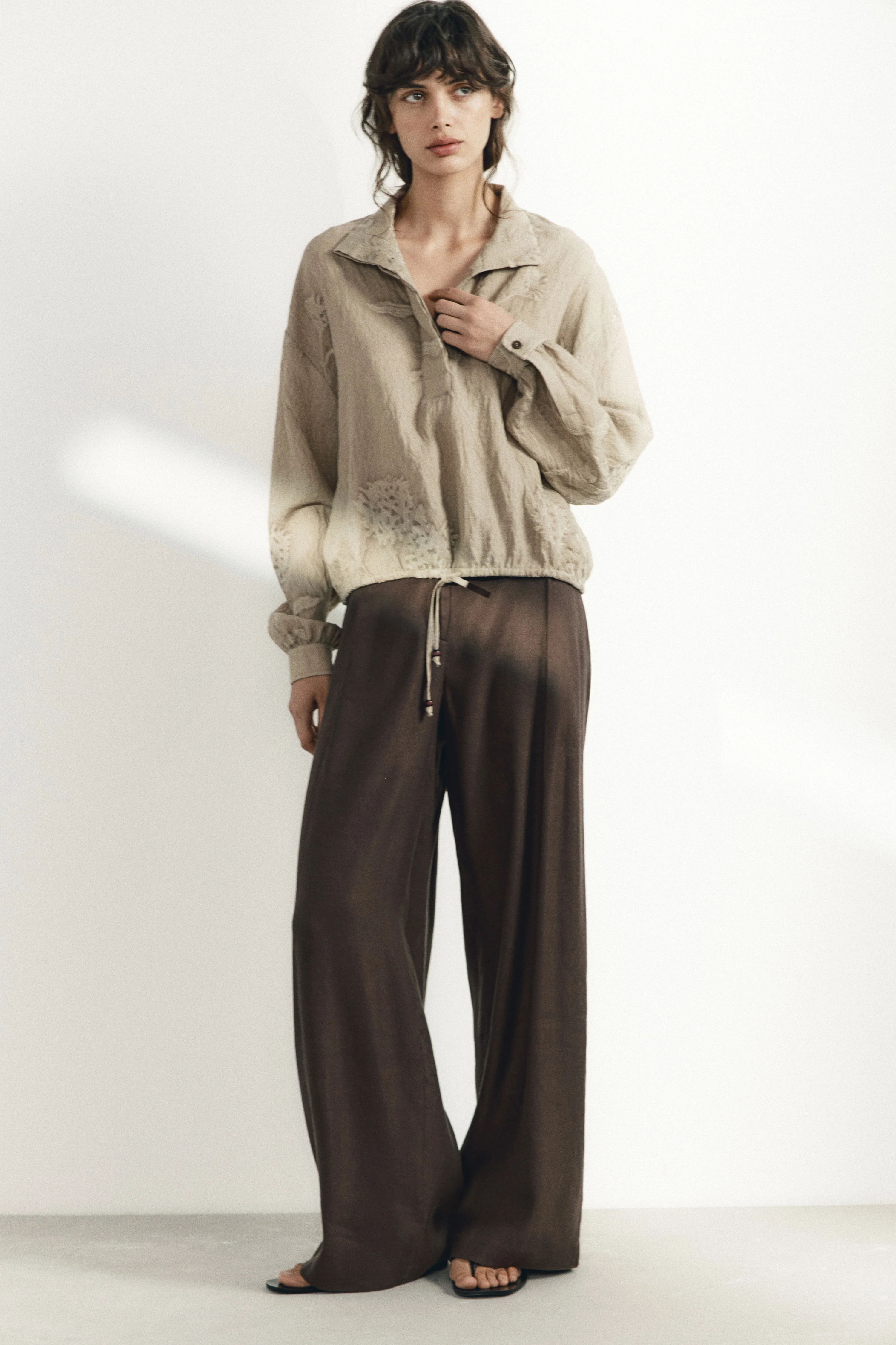 JACQUARD VISCOSE-LINEN BLOUSE - Image 2