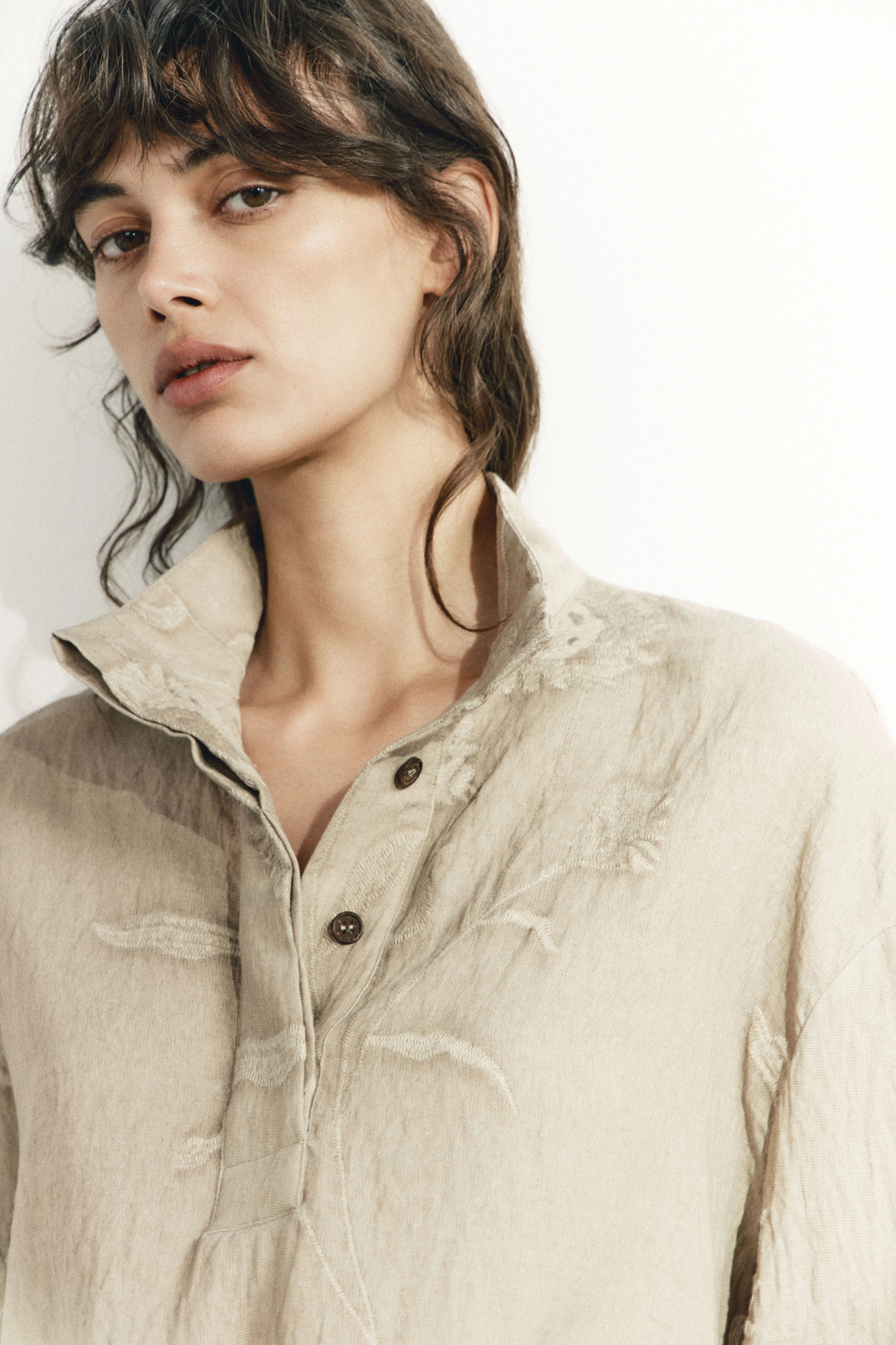JACQUARD VISCOSE-LINEN BLOUSE - Image 4