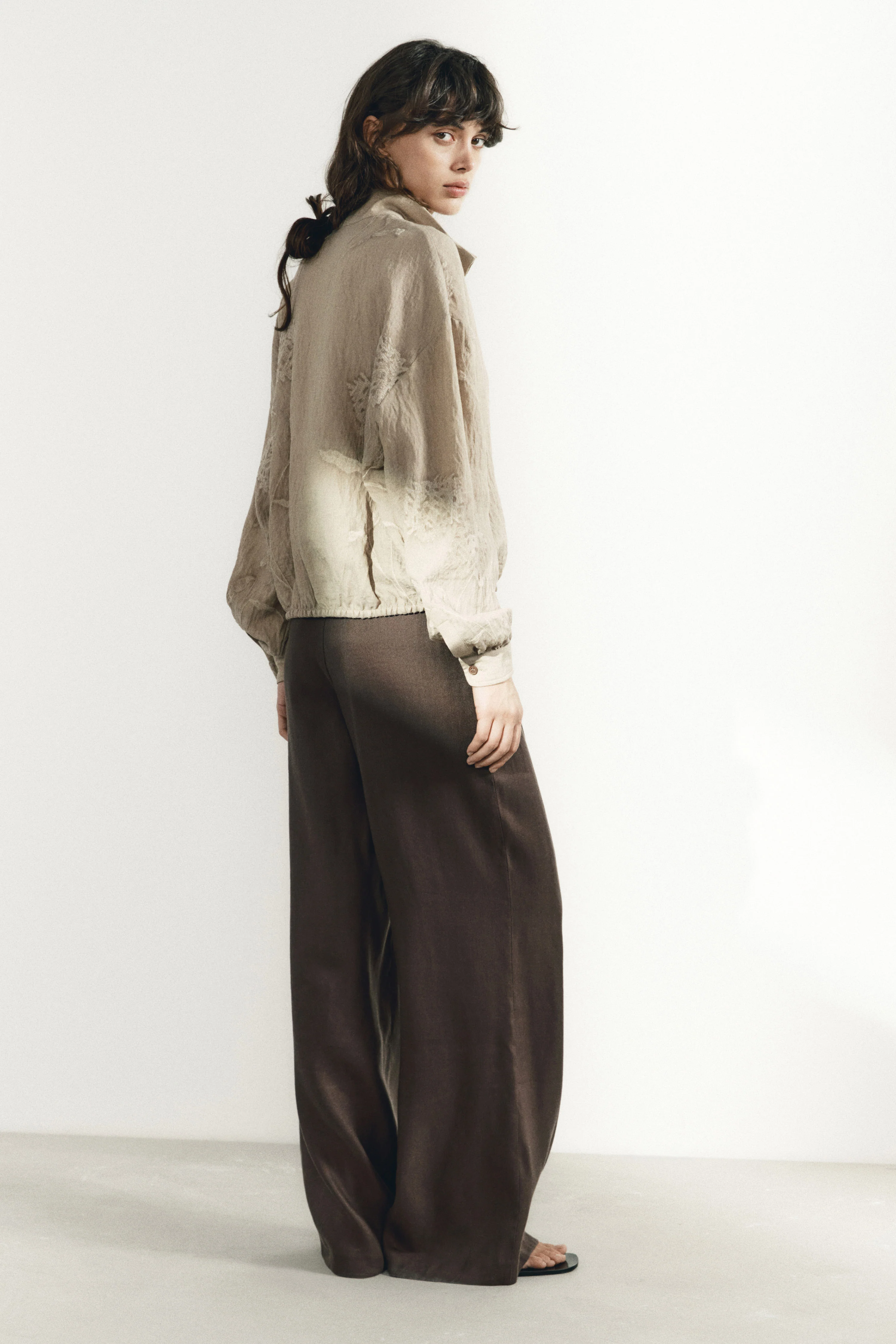 JACQUARD VISCOSE-LINEN BLOUSE - Image 5