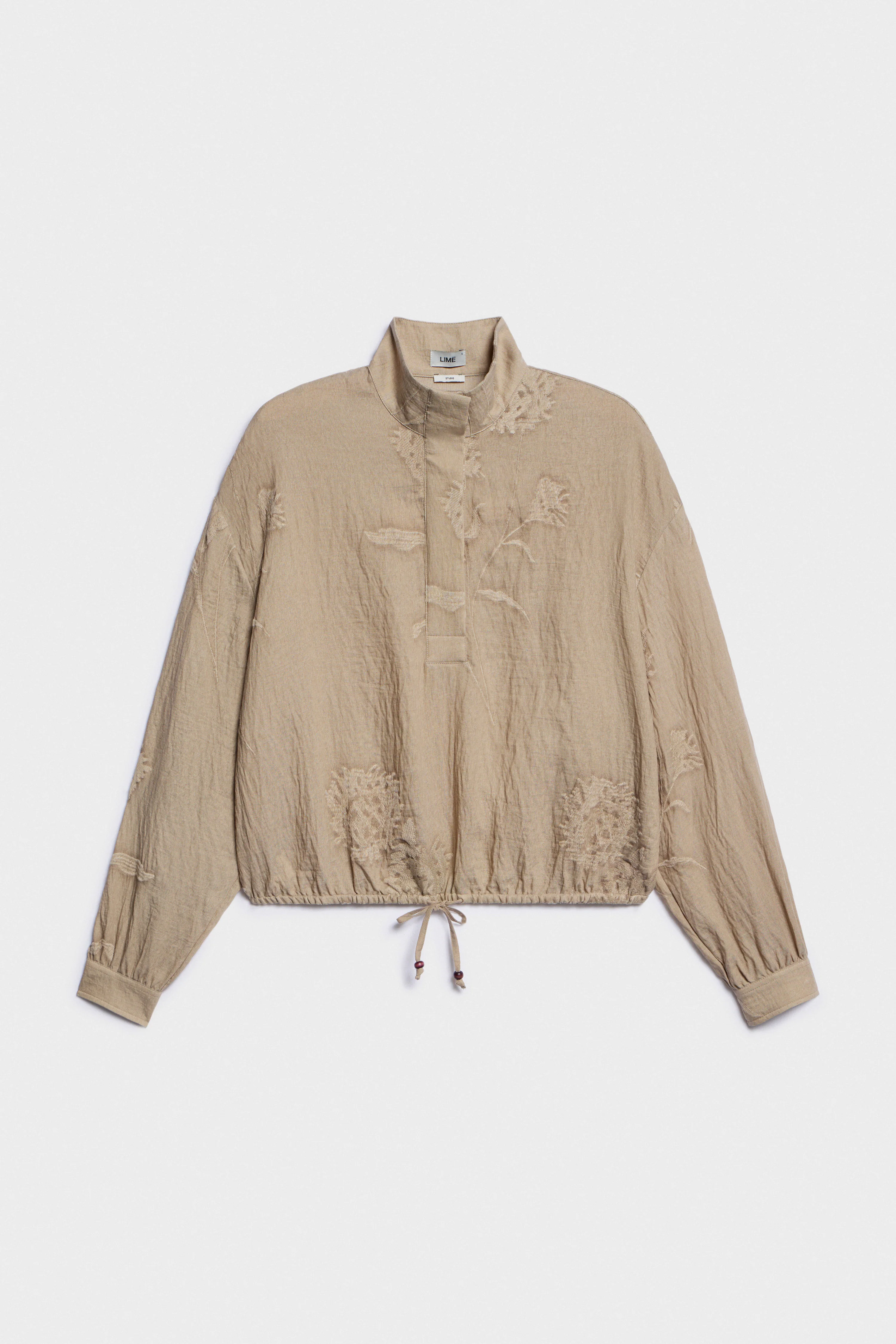 JACQUARD VISCOSE-LINEN BLOUSE - Image 6
