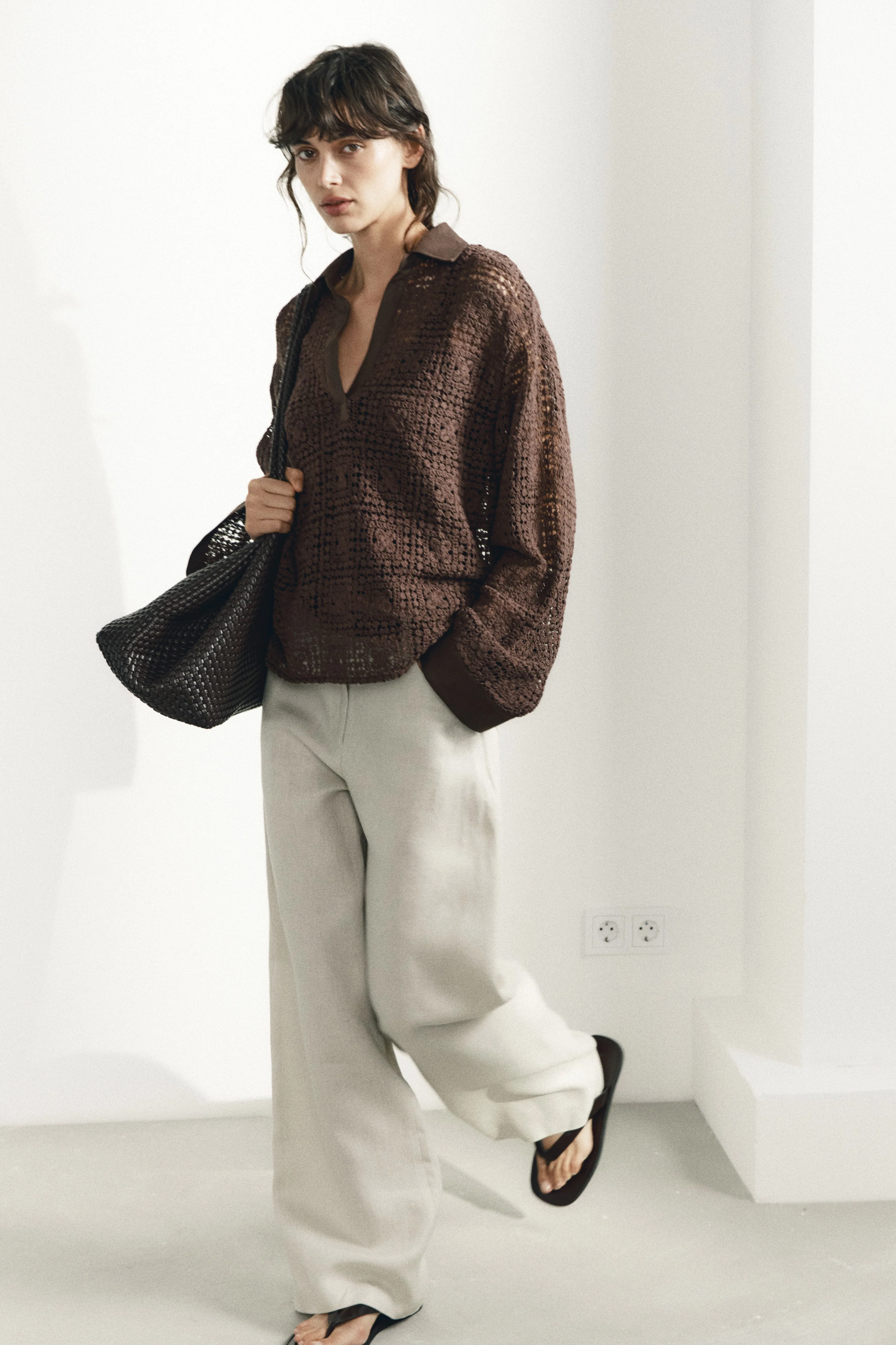 CROCHET-LOOK KNIT POLO SHIRT - Image 2