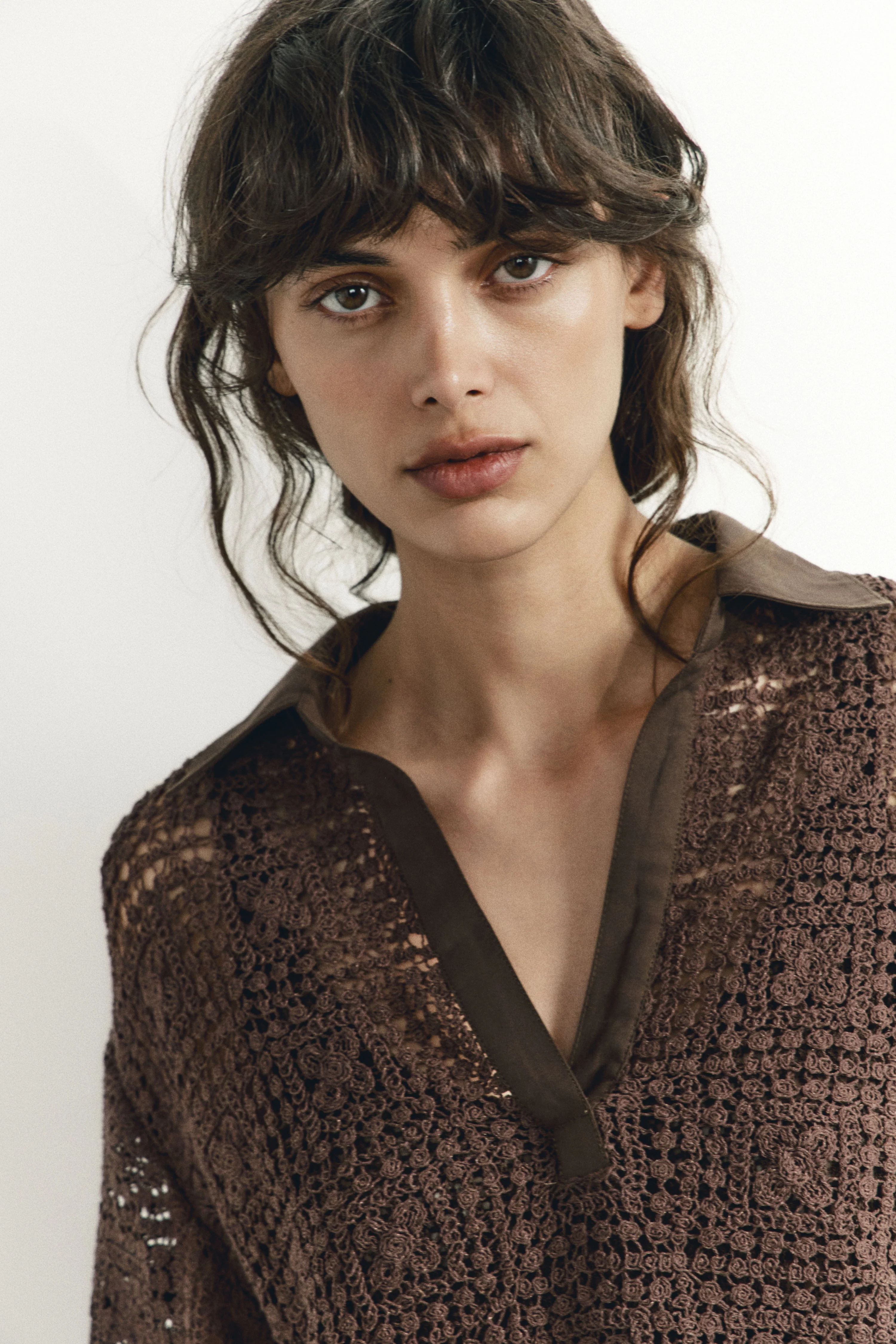 CROCHET-LOOK KNIT POLO SHIRT - Image 3