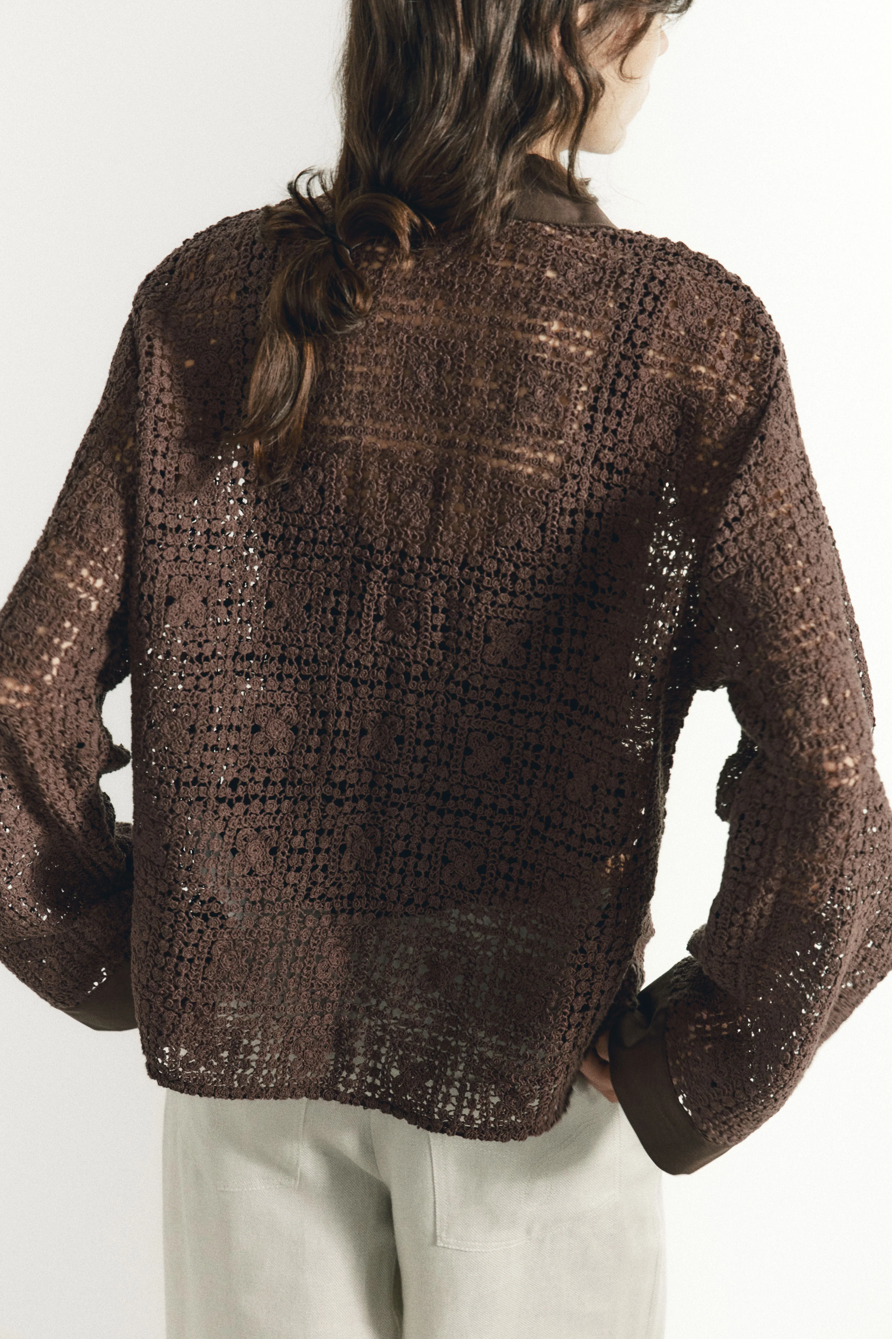 CROCHET-LOOK KNIT POLO SHIRT - Image 4