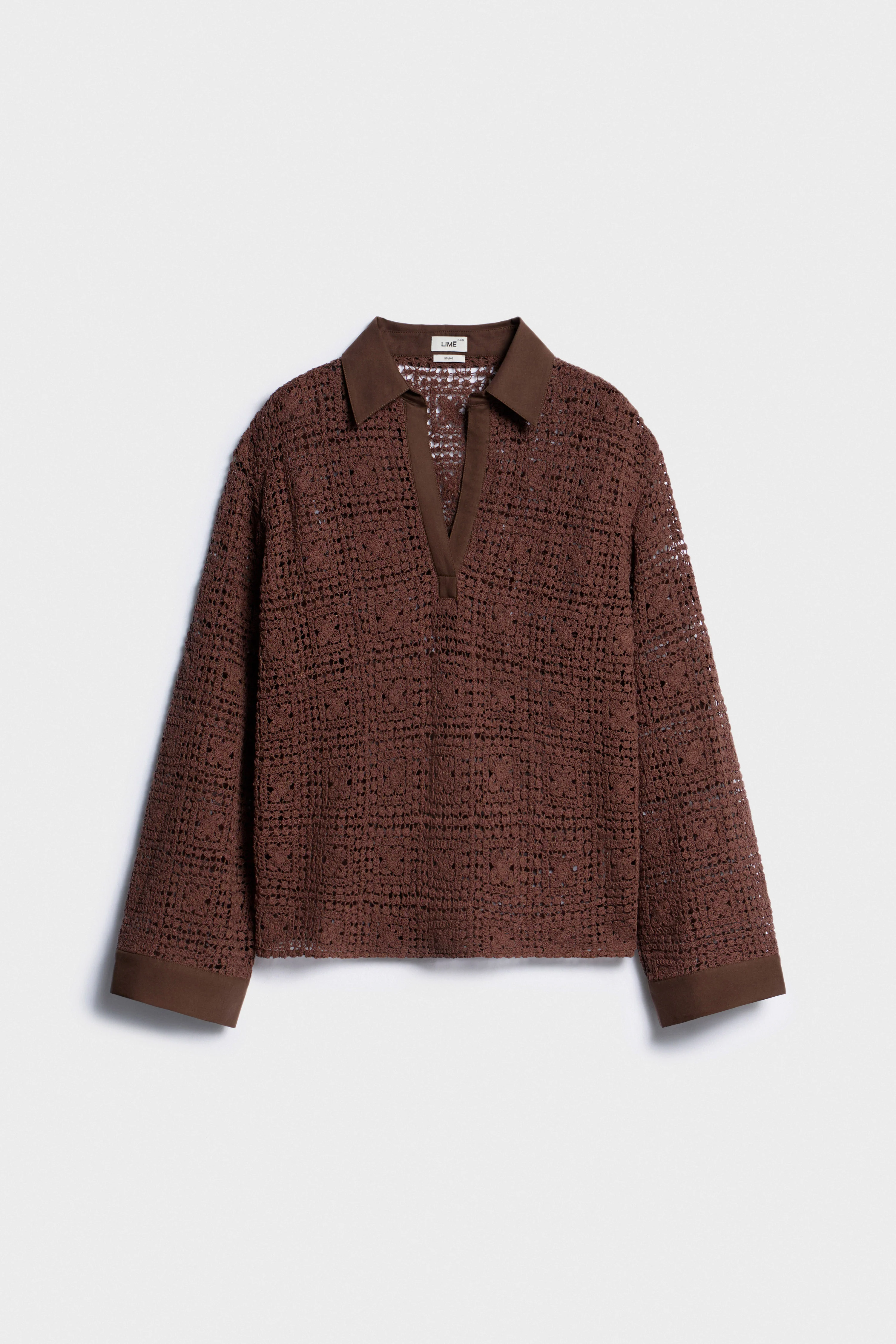 CROCHET-LOOK KNIT POLO SHIRT - Image 5