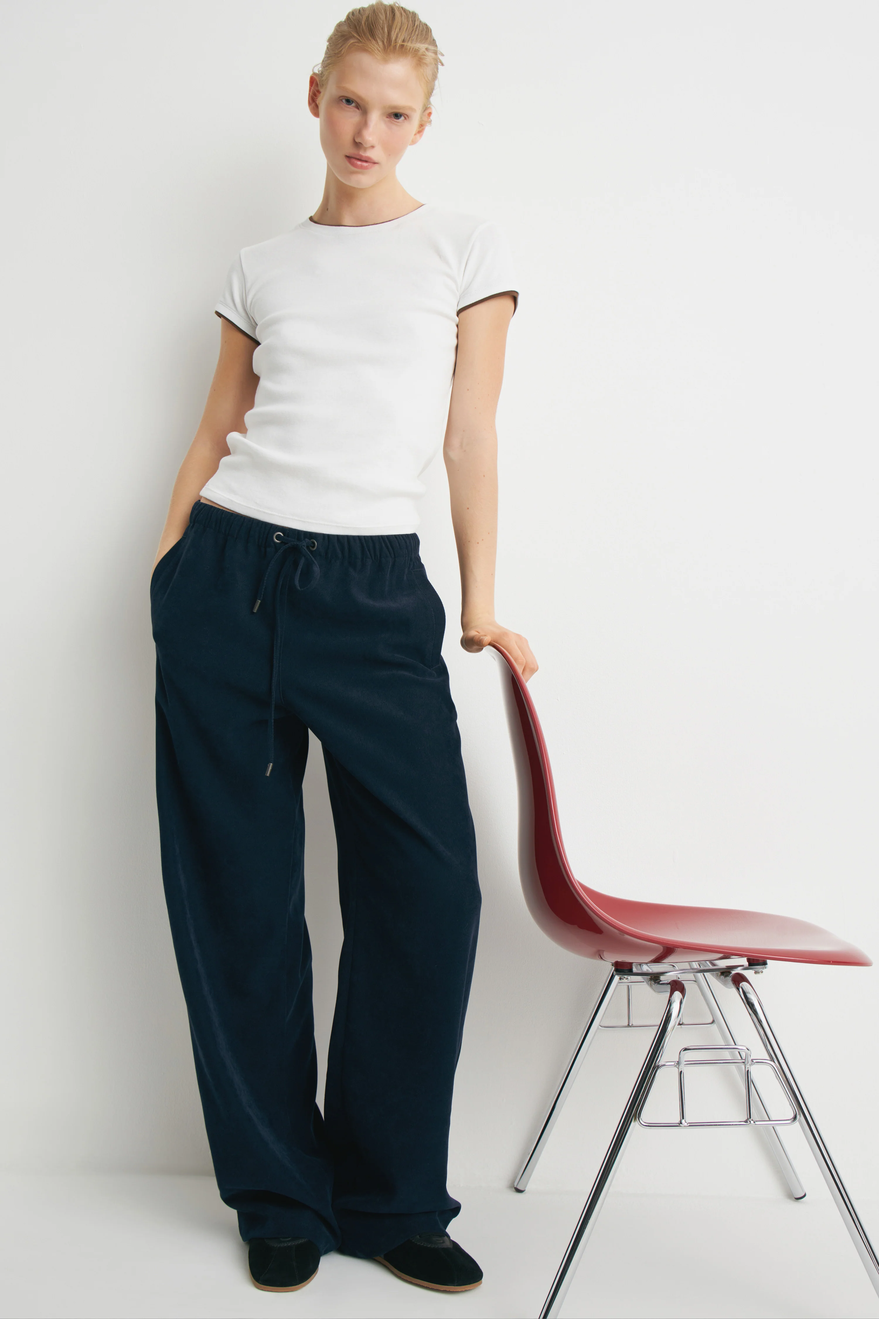VELOUR WIDE-LEG TROUSERS - Image 4