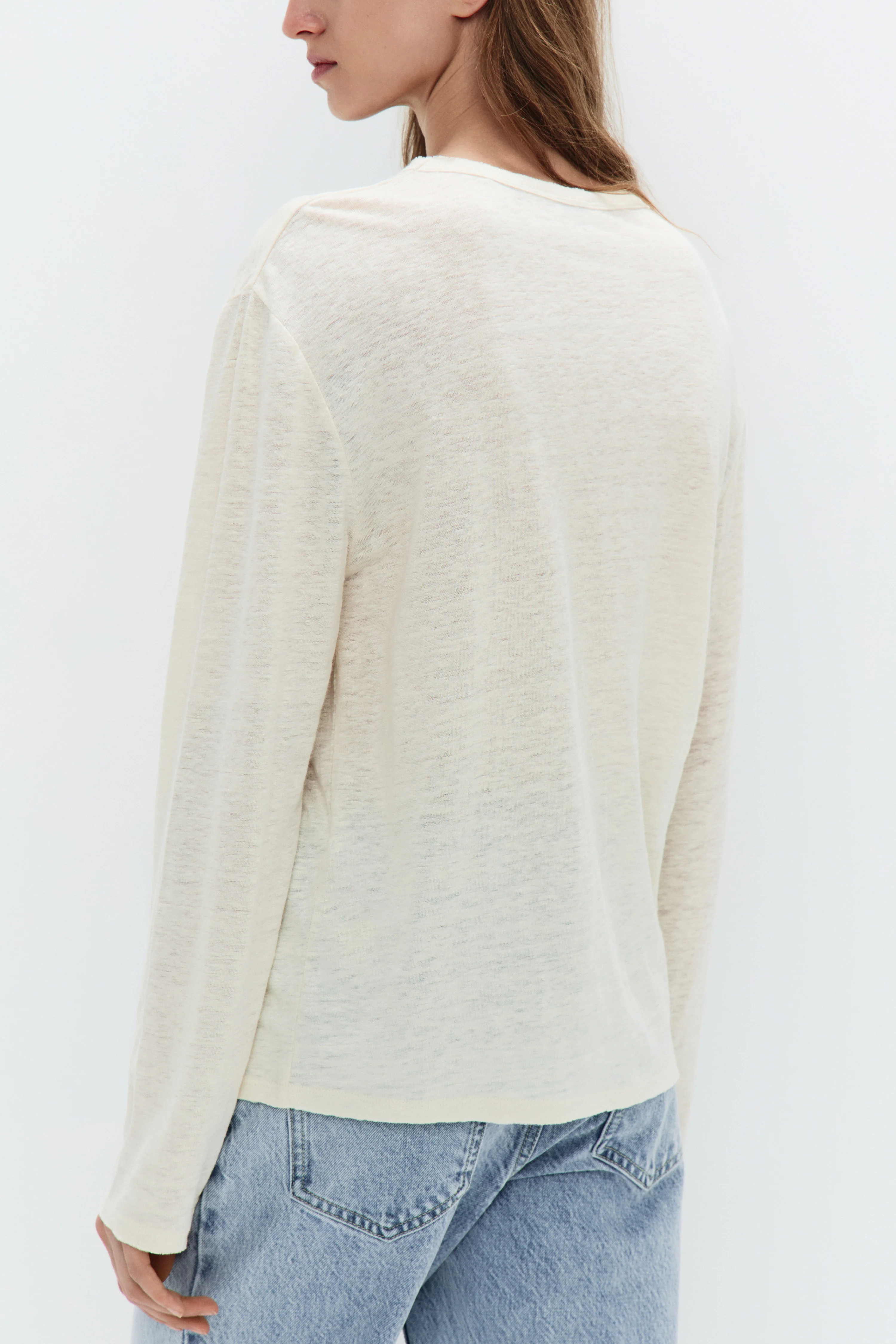 VINTAGE-LOOK LONG-SLEEVED LINEN T-SHIRT - Image 4