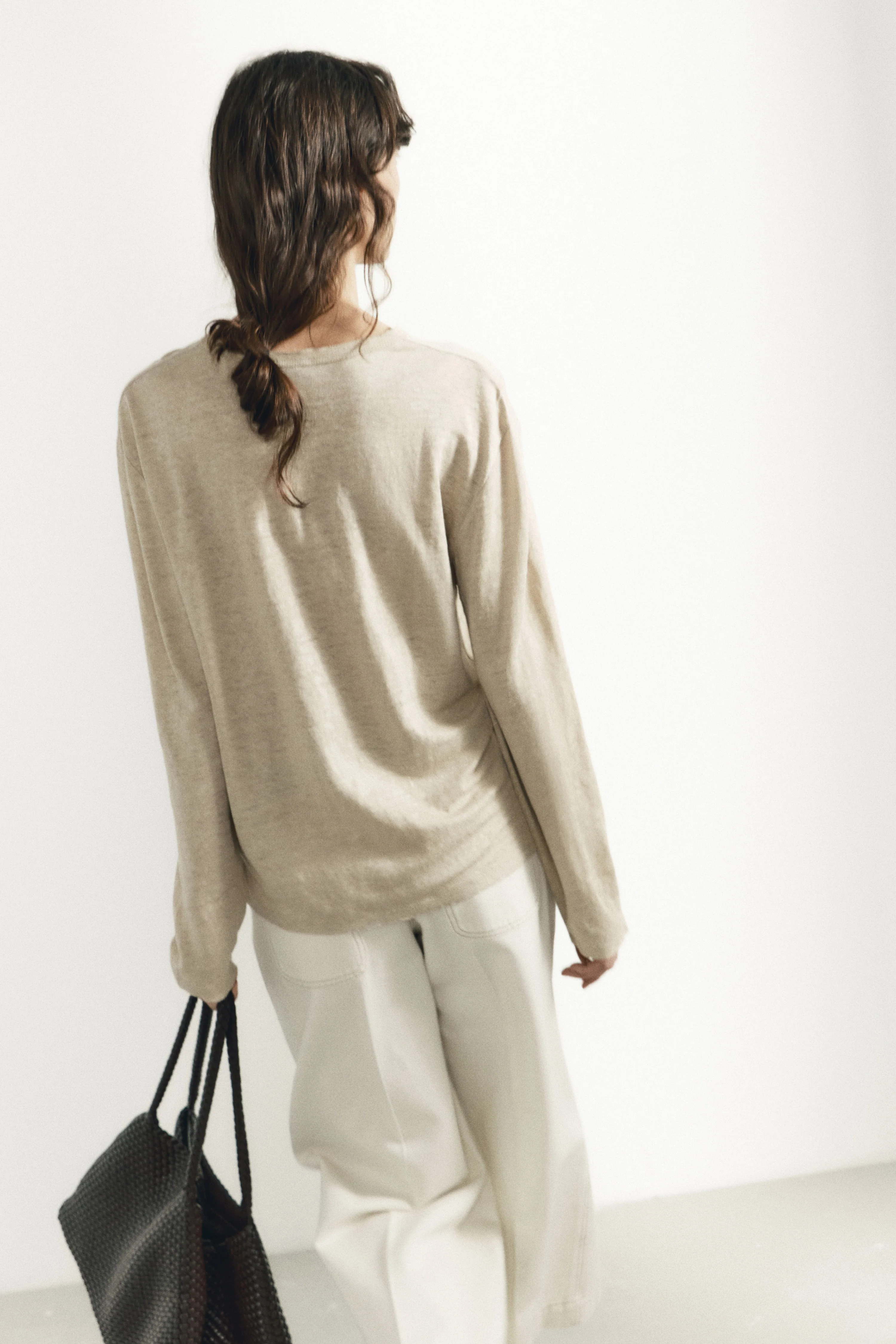 VINTAGE-LOOK LONG-SLEEVED LINEN T-SHIRT - Image 4