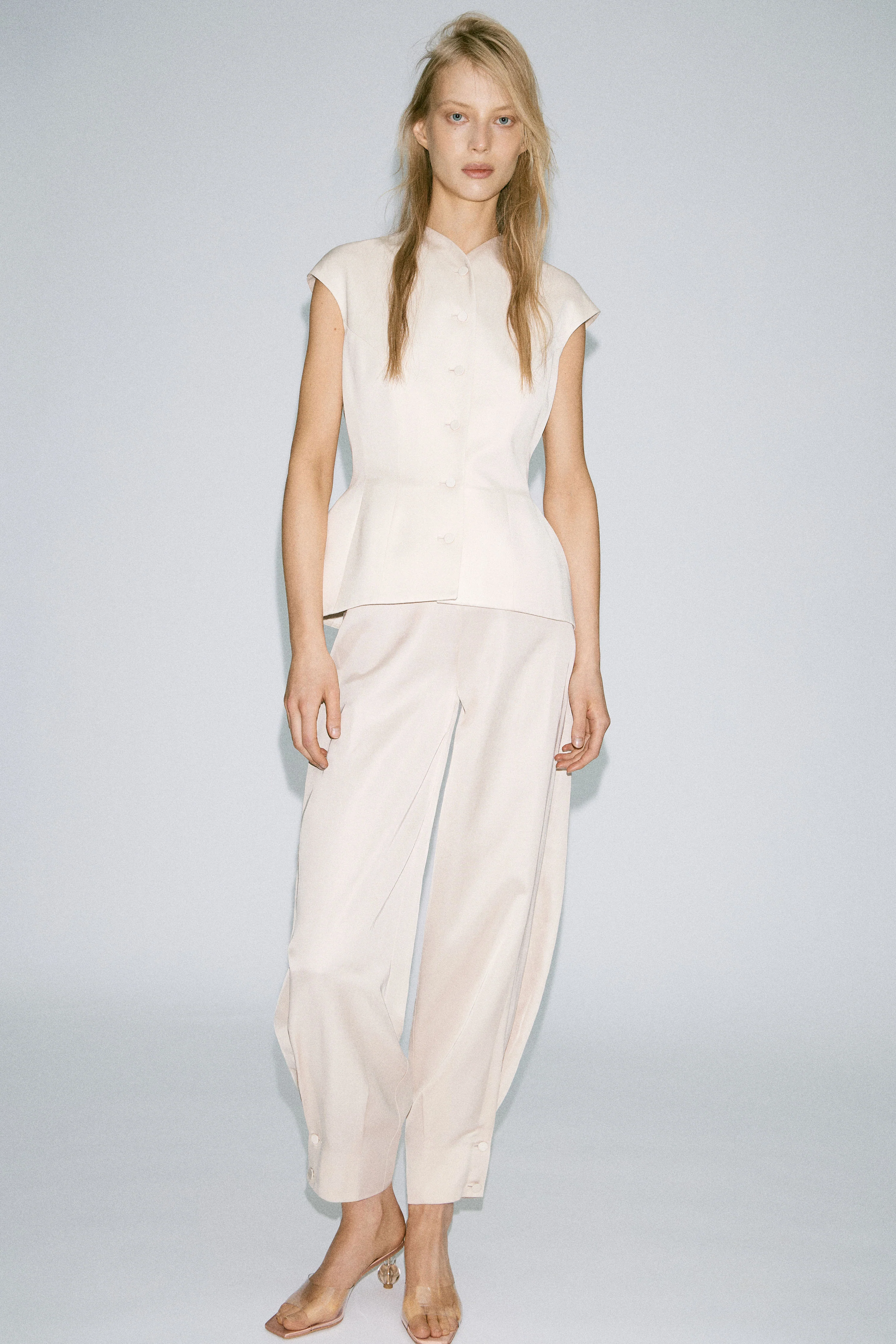 VISCOSE-LINEN BLOOMER TROUSERS