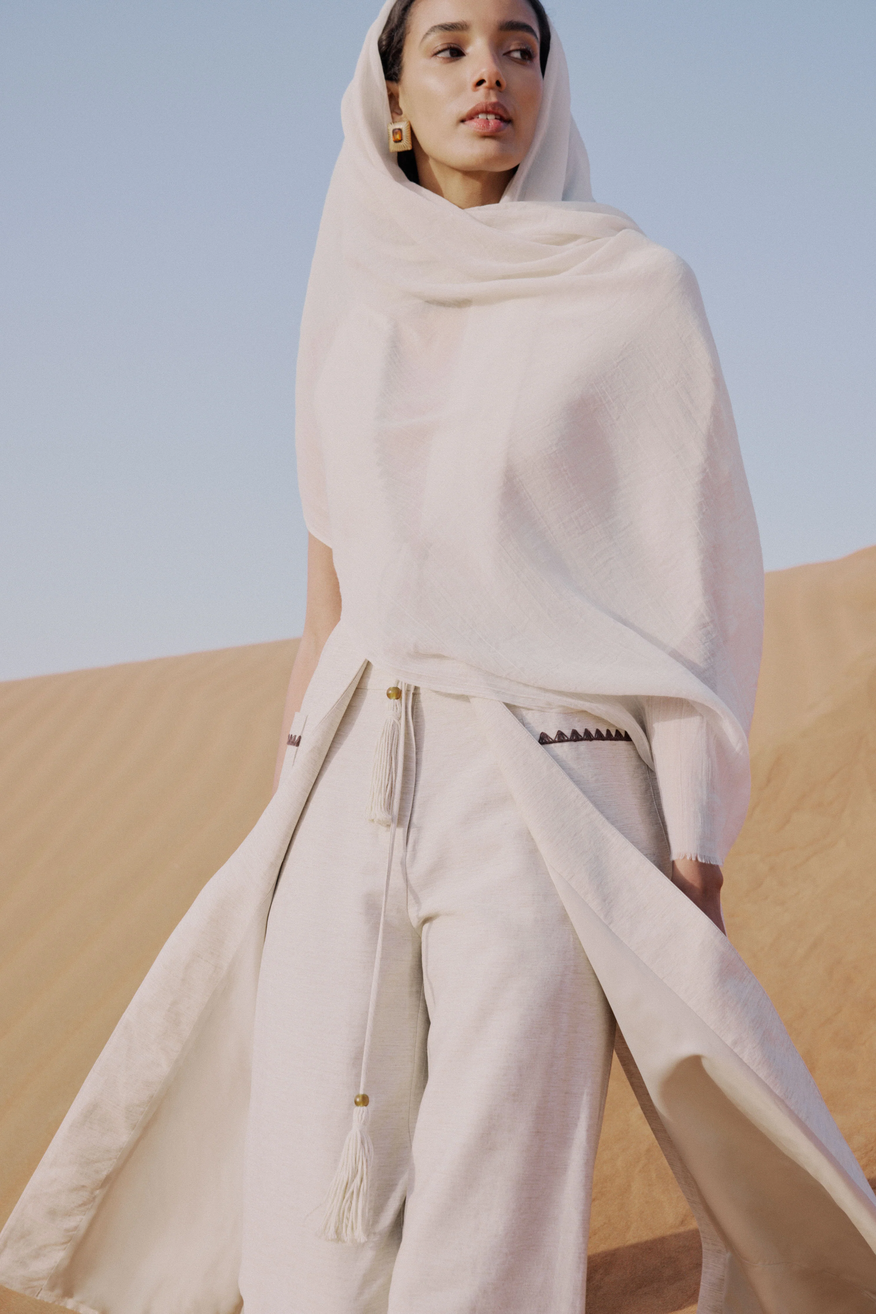 VISCOSE-LINEN WIDE TROUSERS - Image 3