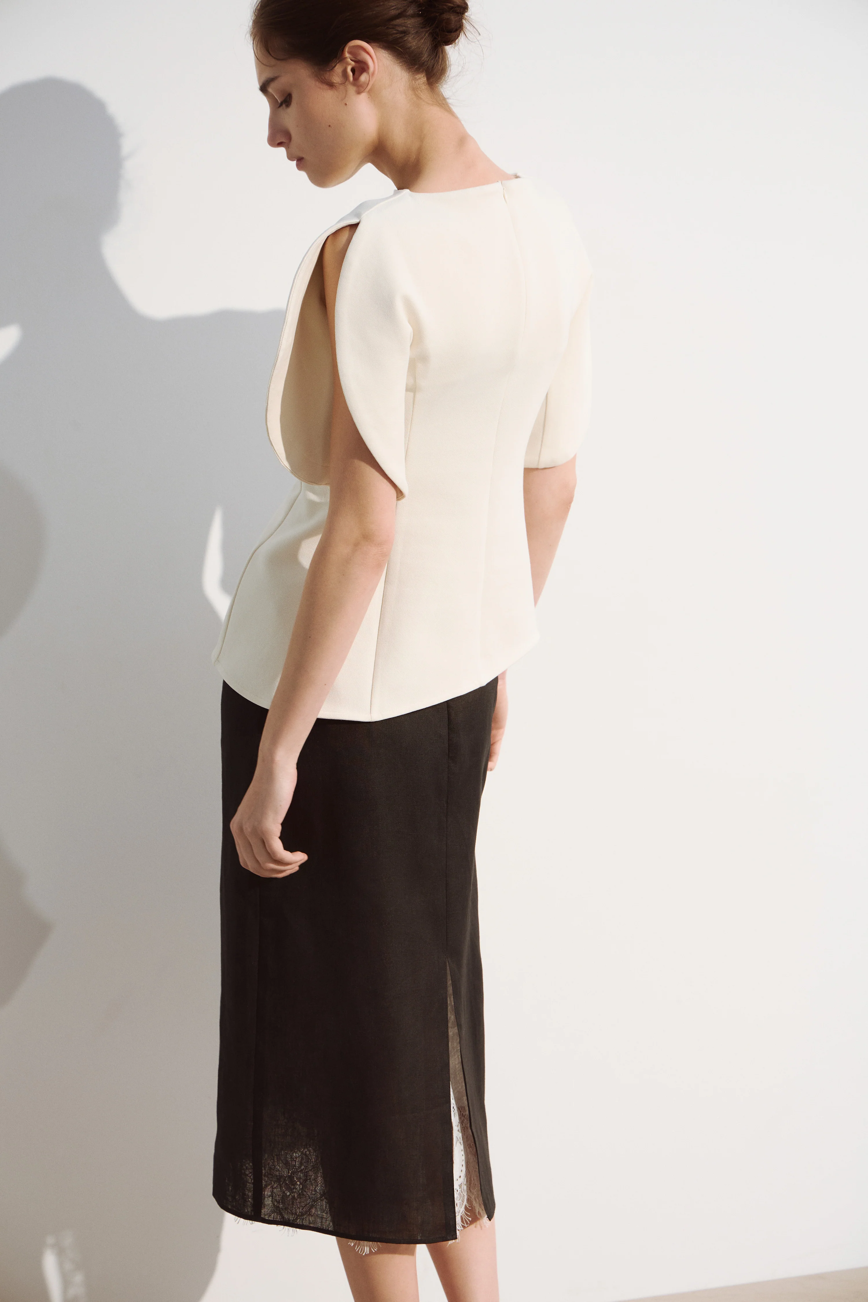 VOLUME-SLEEVE COTTON-BLEND BLOUSE - Image 4